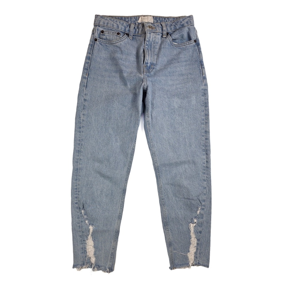 Topshop Blue Distressed Straight Leg Jeans Women's Size 26